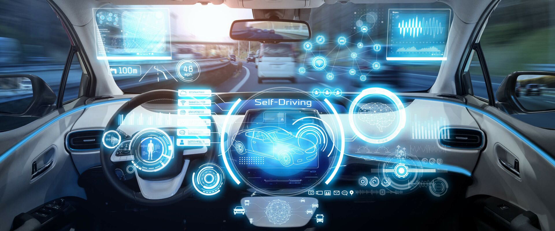 Cockpit eines selbstfahrenden Autos