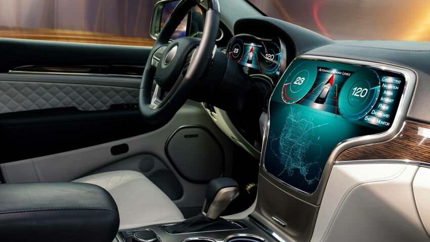 Digitales Auto-Cockpit aus Sicht des Beifahrers