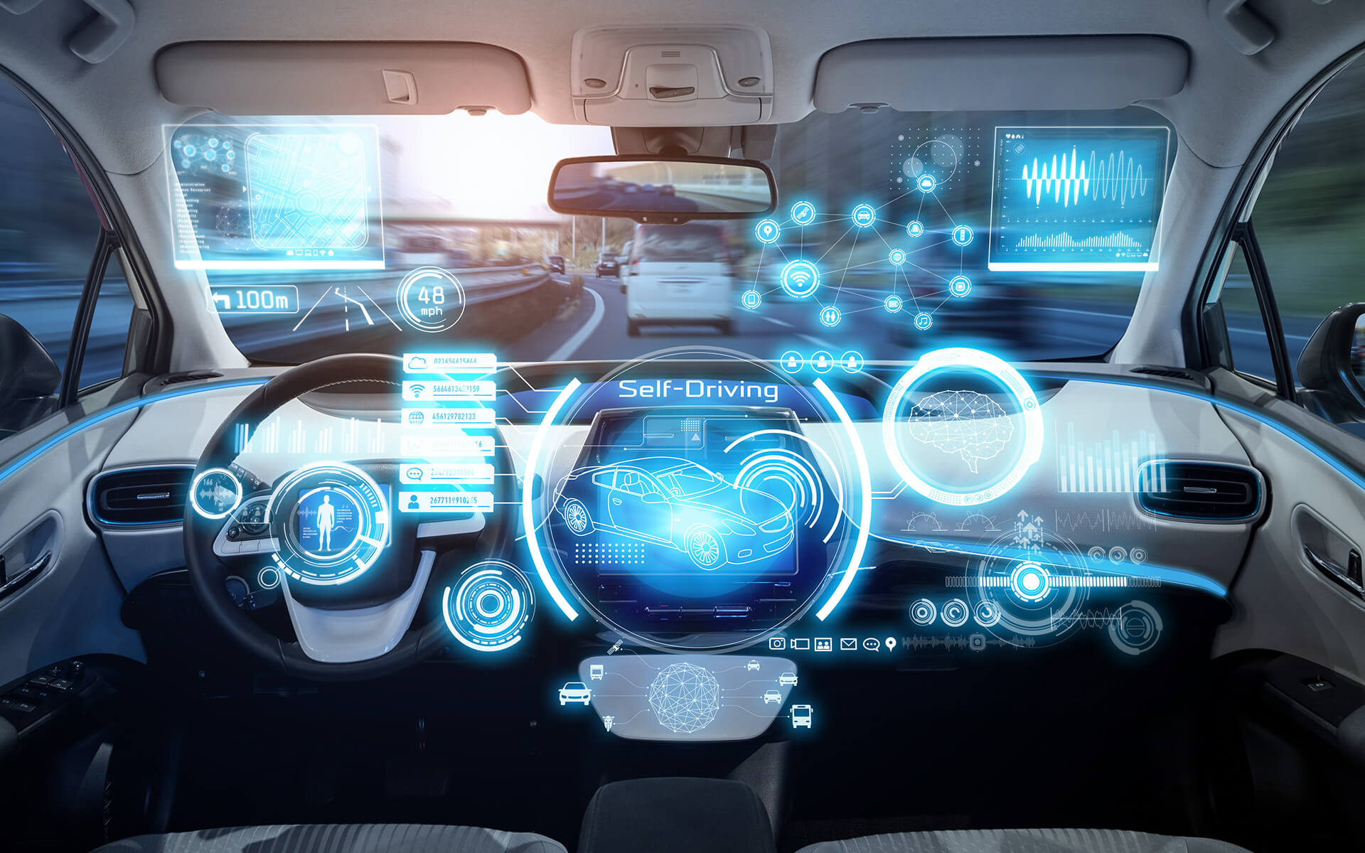 Cockpit eines selbstfahrenden Autos